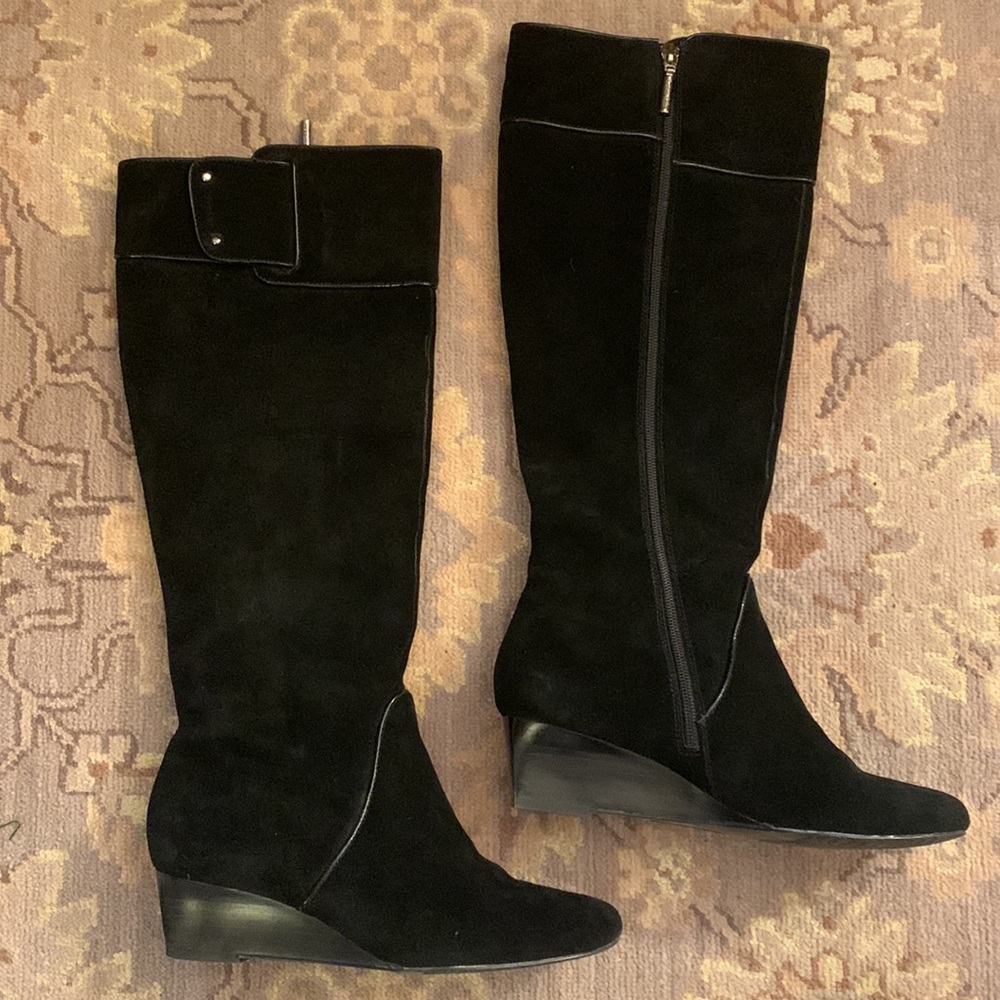 Calvin Klein Suede Knee High Wedge boots size 8.5